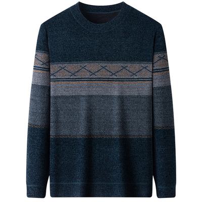 发财绒宽松雪尼尔圆领加绒毛衣