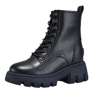 iiJin艾今官方秋冬9cm厚底内增高真皮极简百搭马丁短靴子女916NNA