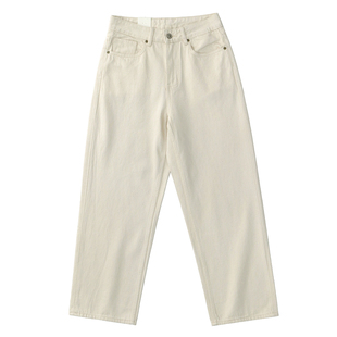棉籽壳阔腿裤男士米白色阿美咔叽日系复古宽松直筒工装休闲长裤男