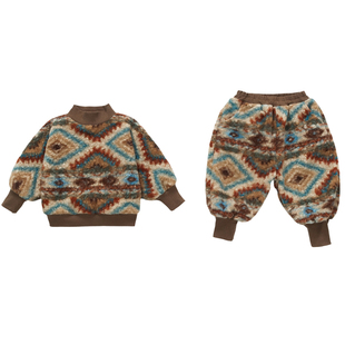 女童加绒加厚套装儿童冬季卫衣两件套2025新款宝宝一套过冬衣服潮