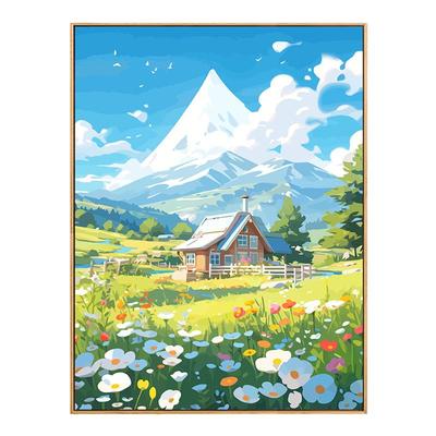 宫崎骏治愈高山风景diy数字油画