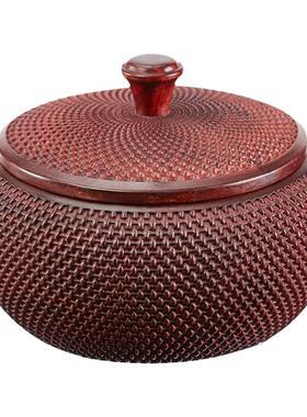 血檀水滴纹大茶叶罐家居摆件木制