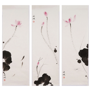 国画文人水墨画荷花出淤泥而不染霍春阳入室弟子赵海旭真迹0001