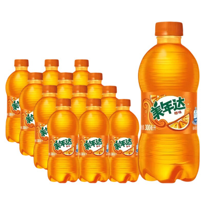 饮料美年达Mirinda橙味汽水300ml/瓶3/6/9/12/24瓶整箱小瓶装可乐