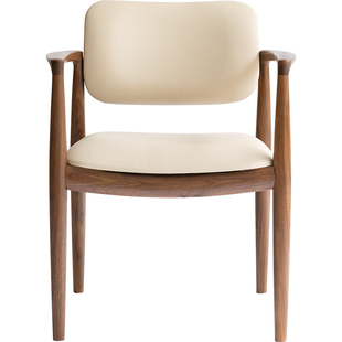 书椅北美黑胡桃木扶手椅餐椅全实木靠背家用茶椅书房椅子良年YZ31