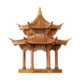 晚峰西湖集贤亭榫卯积木中国古建筑模型拼装玩具斗拱礼品教具实木