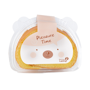 可爱日式小熊山姆蛋糕卷瑞士卷单个包装盒烘焙手提透明分装打包盒