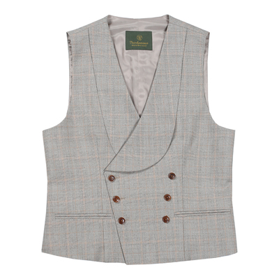 灰色双排扣修身西装马甲