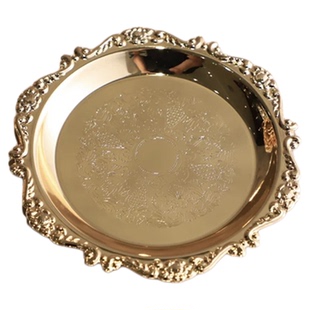 ins复古浮雕小托盘金属盘拍照道具摆件饰品美妆摆拍拍照装饰道具