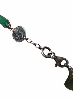 纯银绿色玛瑙串珠柱状手链银盘