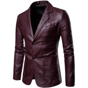 Man PU Leather suit Jacket Men's Casual motorcycle coat 皮衣