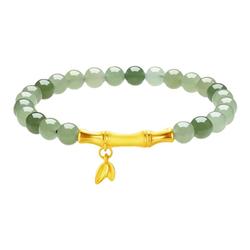 周大生黄金金镶玉竹节莲蓬手串