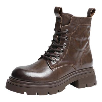 红蜻蜓马丁靴布橡胶厚底