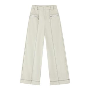 PAPERLLL辛间黑色皮裤女2025新款秋冬加绒高腰直筒休闲磨毛阔腿裤