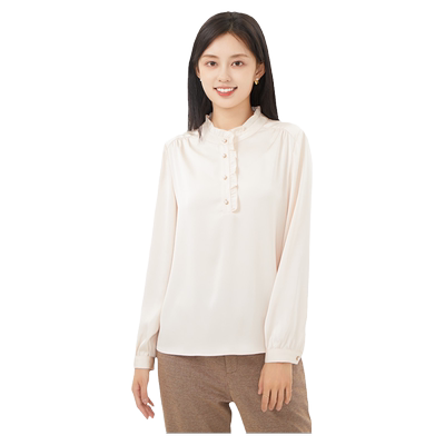 翠贝卡木耳边立领衬衫