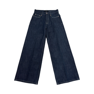 Oxycodone/14.5OZ立体压线时装脱浆丹宁原牛A字直筒阔腿牛仔裤