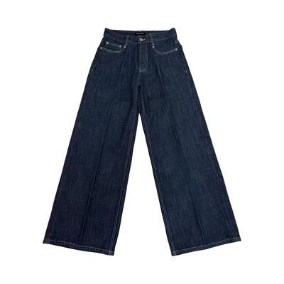 Oxycodone/14.5OZ立体压线时装脱浆丹宁原牛A字直筒阔腿牛仔裤