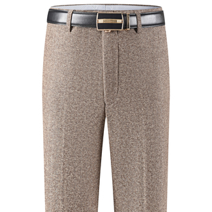 恒源祥羊毛绒西裤男秋冬加绒厚款中老年宽松直筒高腰免烫西装长裤