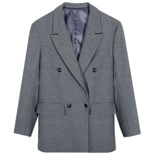 落落狷介西装外套女2025新款灰色刺绣开春小西装小个子设计感西服