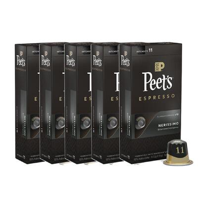 【自营】Peet's皮爷法国原装进口胶囊咖啡颗浓黑布蕾11号53g*5盒