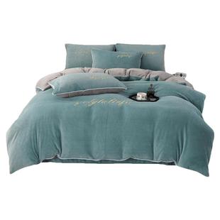 牛奶绒床上四件套2025新款双面绒床单被套加厚保暖床品三件套床笠