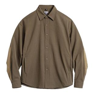 马登工装美式复古猎装衬衫外套肘部拼接翻领正肩长袖薄款衬衣男春