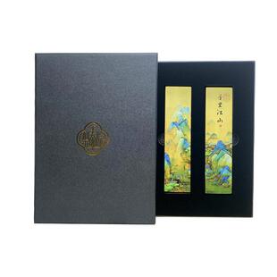 梨泰院千里江山镇尺黄铜镇纸书法文房四宝压纸压书条神器打格写毛笔练字帖实心黄铜彩色图案小摆件带包装礼盒