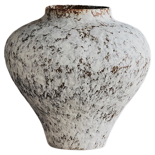 景德镇诧寂风陶瓷花瓶复古客厅摆件插花轻奢高级感白色中古风陶罐