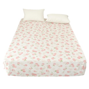 桃子心事｜敲美の少女粉色小桃原创设计全棉双层纱床单床笠柔软款