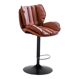 吧台椅家用轻奢不锈钢高脚凳升降旋转酒吧椅高吧椅子靠背吧台凳