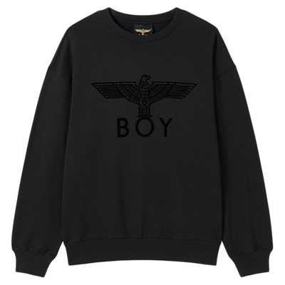 BOYLONDON时尚纯棉舒适休闲针织圆领套头卫衣春季男女同款N03087