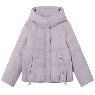 热风女士羽绒服2025年冬季新款连帽蓬松泡芙羽绒服保暖御寒羽绒服