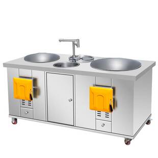 新型加厚不锈钢农村家用柴火灶烧木柴移动老式三锅灶室内户材火灶