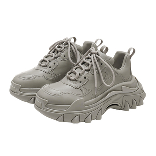 戚薇鞠婧祎同款 VITTORIO VENTURA薇薇燃 牛皮厚底猫爪老爹鞋