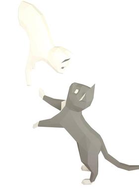 ins猫咪纸模几何风立体家居装饰