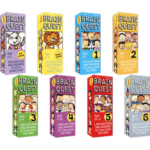 Brain Quest Workbook Smart Cards 学龄前-6年级 大脑任务全科练习册 互动问答卡 自然拼读 数学 书写练习 益智活动 英文原版教辅