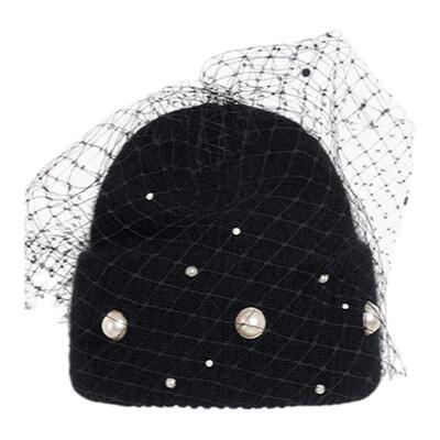 针织帽ShineLi针织帽女性网纱