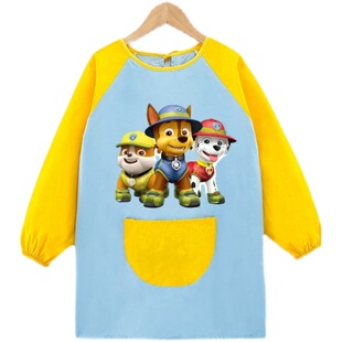 狗狗巡逻队罩衣中大童汪汪队反穿衣男童女童画画衣儿童防水吃饭衣