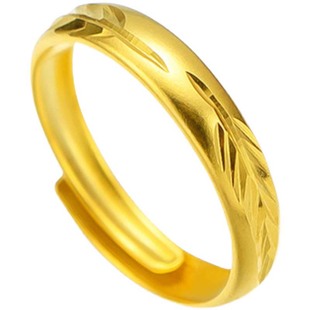 古法金包银戒指男女情侣古法传承素圈活口纯实心简单素戒生日礼物