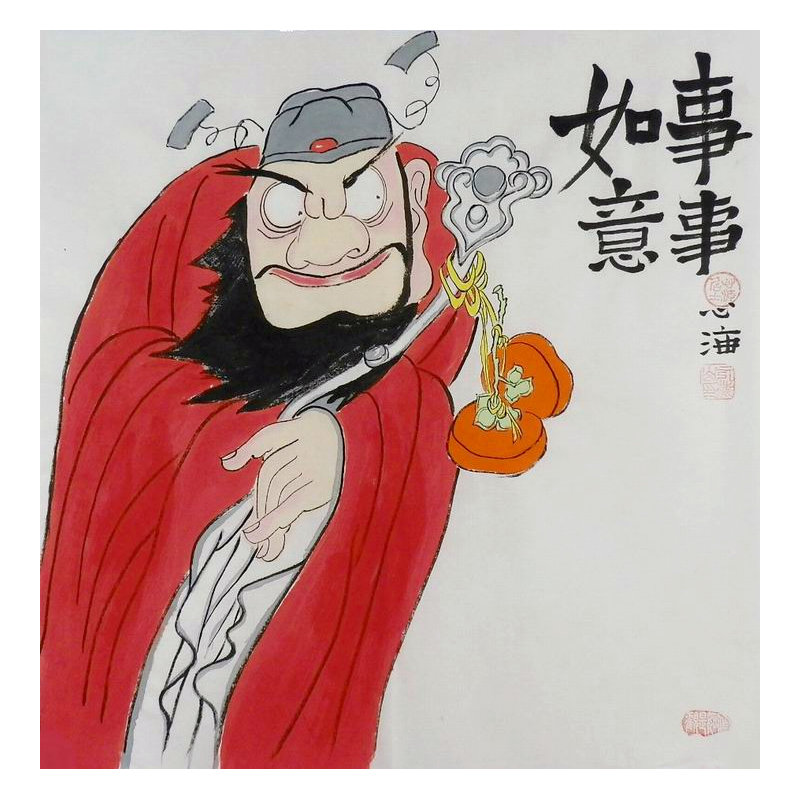 纯手国画装饰画玄关钟馗画像朱砂