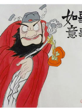 纯手国画装饰画玄关钟馗画像朱砂