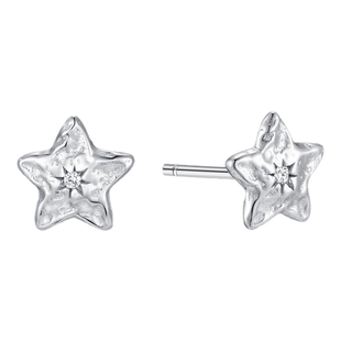 潮宏基闪耀银河陨石星星s925银耳钉银饰耳饰ins风甜美情人节新年