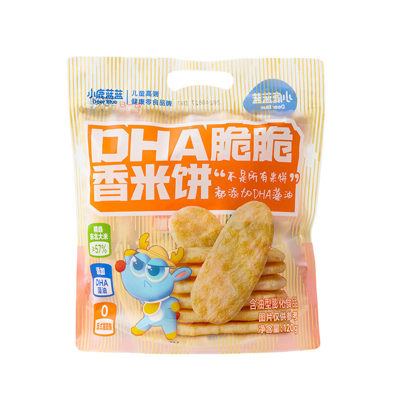 【三只松鼠旗下】小鹿蓝蓝DHA脆脆香米饼雪饼儿童零食小吃0反式