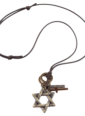 六芒星蜡绳长款毛衣链复古百搭