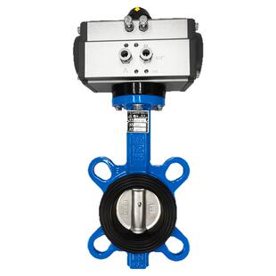 气动对夹式蝶阀门软密封304不锈钢板球墨铸铁自来水排污通风D671X