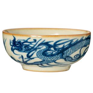 青花龙纹汝窑茶杯主人杯陶瓷家用普洱杯功夫茶具个人专用高档茶盏