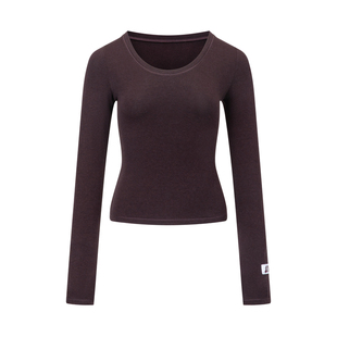 RUSTLE 圆领紧身弹力长袖打底衫女秋冬显瘦内搭上衣修身T恤