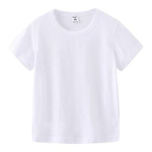 男女童短袖儿童纯棉t恤夏季宽松韩版洋气休闲半袖纯白色上衣童装