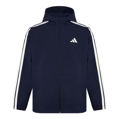 adidas阿迪达斯三条纹宽松连帽防风外套2026春男梭织夹克 KV5945