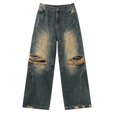 做旧机能破坏洗水牛仔裤